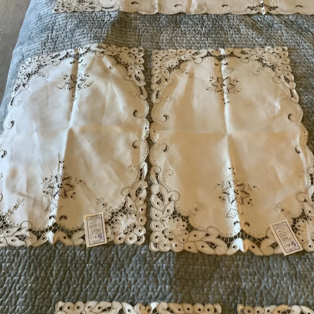 Five Piece Hand Embroidered in Portugal  Linen Set